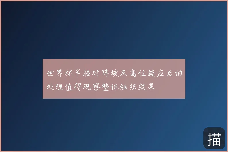 世界杯辛格对阵埃及高位接应后的处理值得观察整体组织效果